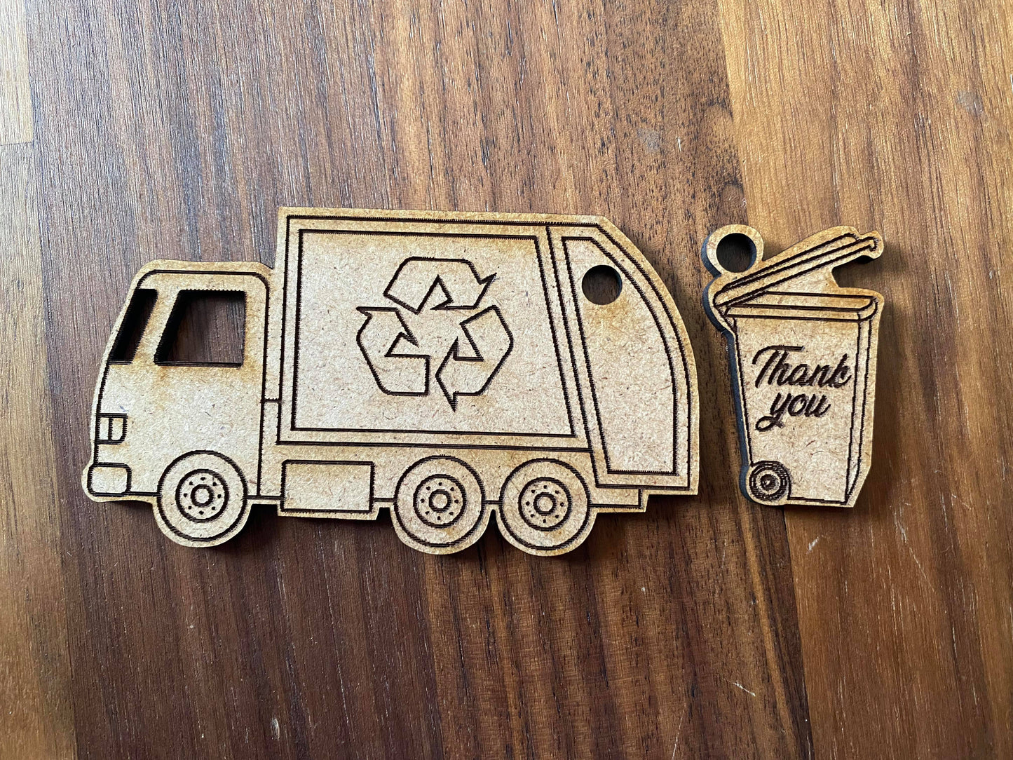 Garbage truck Thank You Keychain SVG
