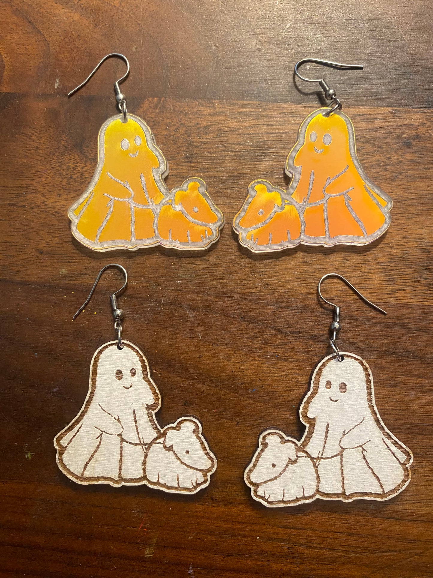 Ghost walking dog earrings